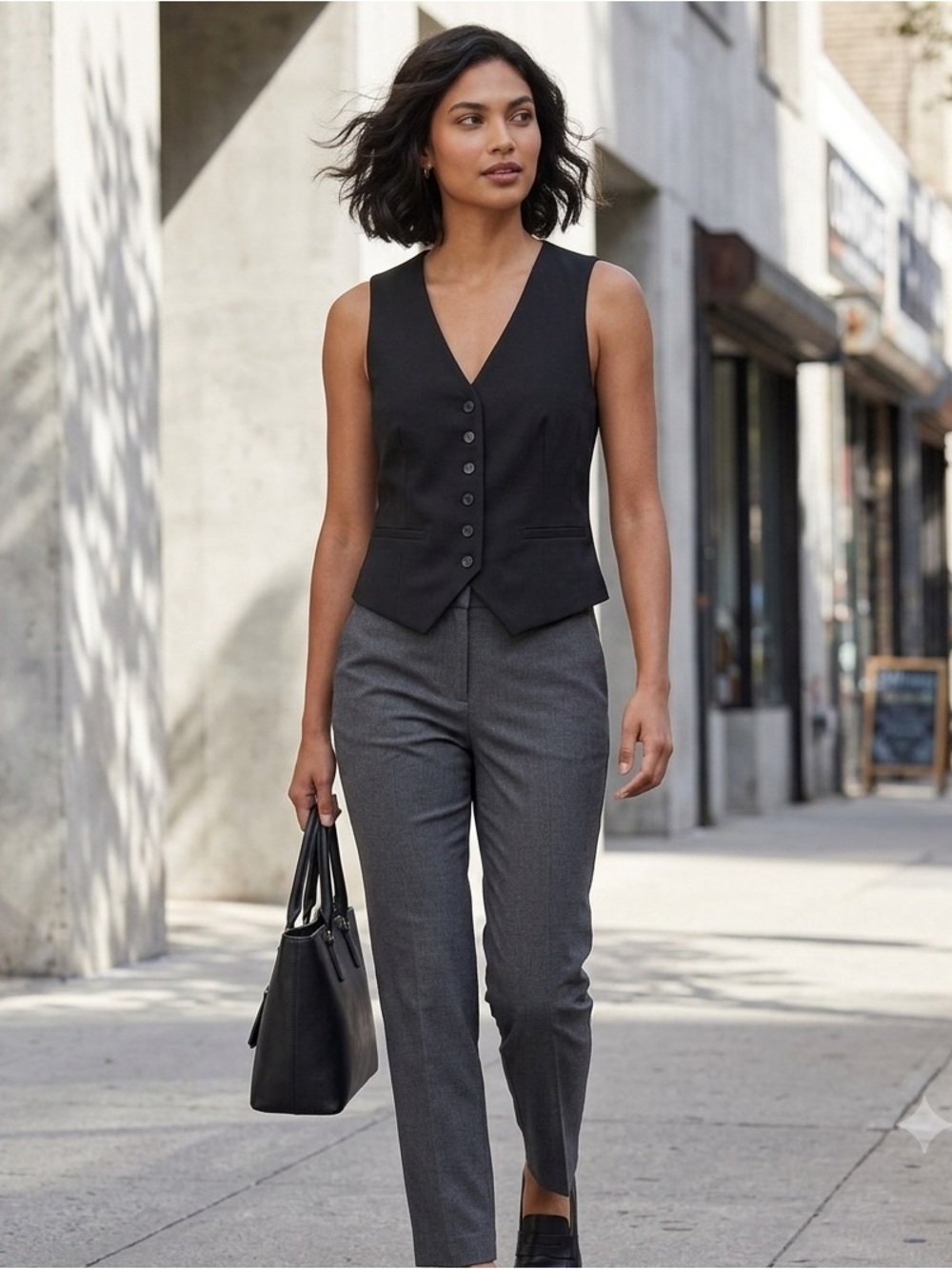 a new day Black Button-Front Vest